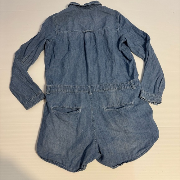Free People Rivet Blue Denim Jean Chambray Long Sleeve Romper Large - Picture 3 of 11